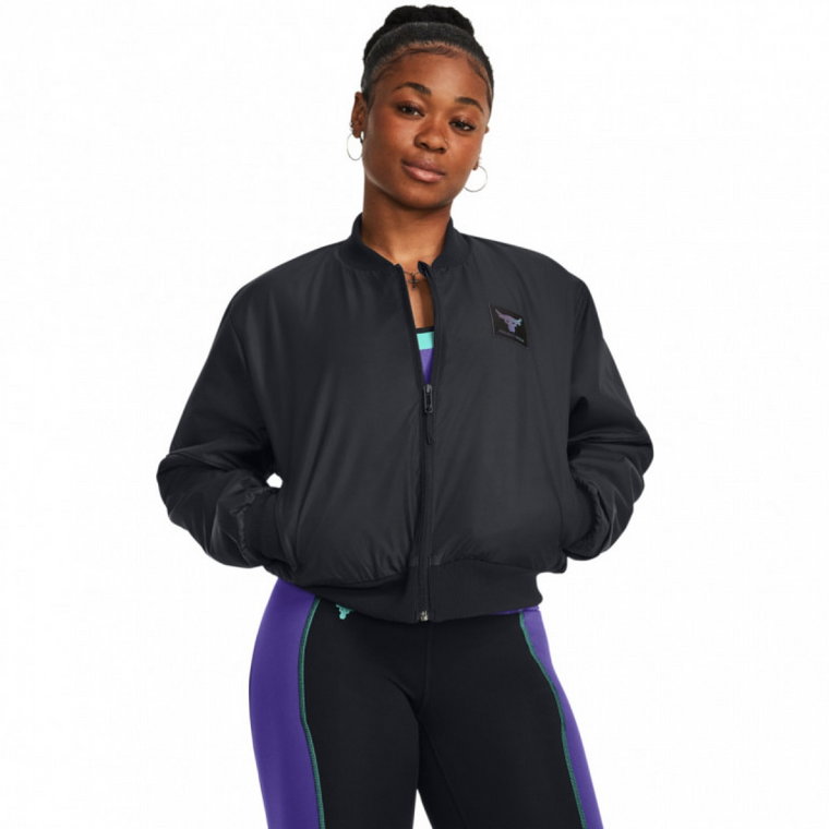 Damska kurtka treningowa Under Armour Project Rock Bomber Jacket - czarna