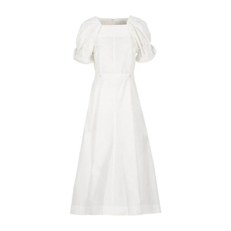 Biała Sukienka z Bawełny z Paskiem i Bocznymi Wlotami 3.1 Phillip Lim