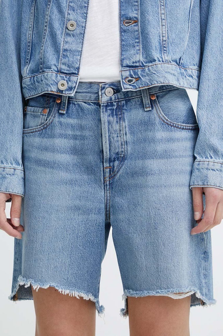 Levi's szorty jeansowe damskie kolor niebieski gładkie high waist