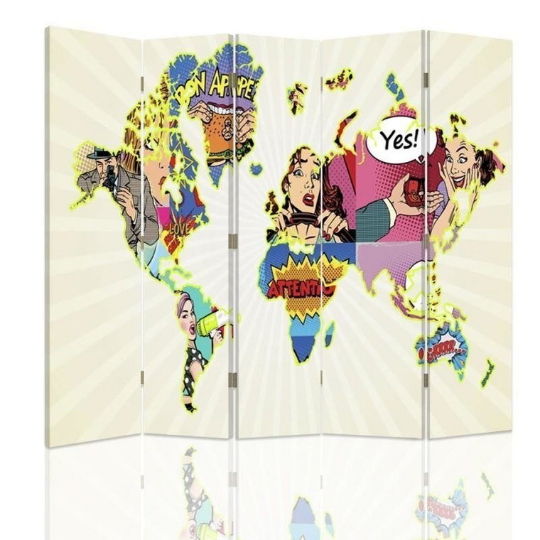 Emaga Parawan dwustronny, Mapa świata pop-art - 180x170