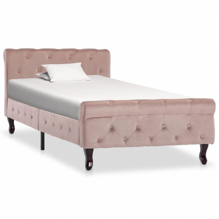 Rama łóżka, różowa, tapicerowana aksamitem, 90 x 200 cm kod: V-288564