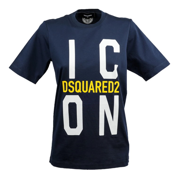 Bawełniany T-shirt z Wzorem Artystycznym Dsquared2