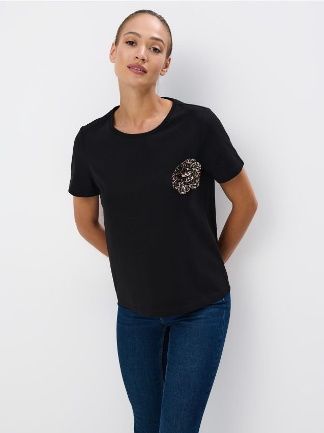 Mohito - T-shirt z ozdobnym elementem - czarny