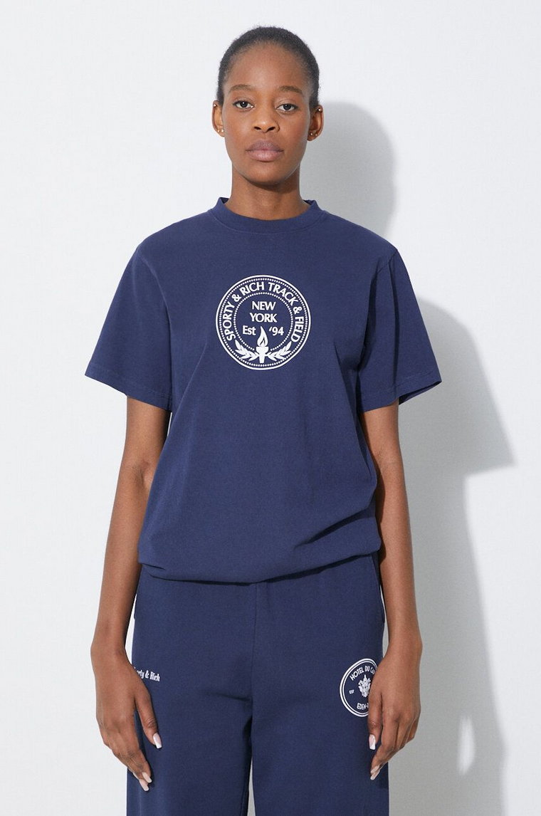 Sporty & Rich t-shirt bawełniany Central Park T Shirt damski kolor granatowy TSAW2386NA