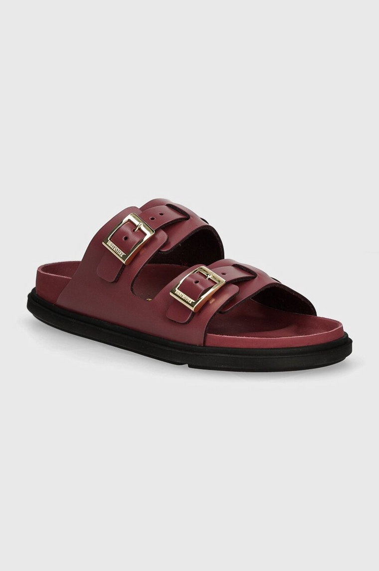 Birkenstock klapki skórzane St Barths damskie kolor bordowy 1027803