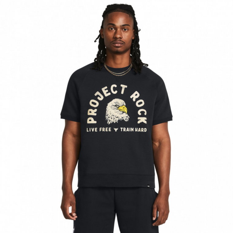 Męska bluza treningowa z krótkim rękawem Under Armour Project Rock Eagle Grphc SS Crew - czarna