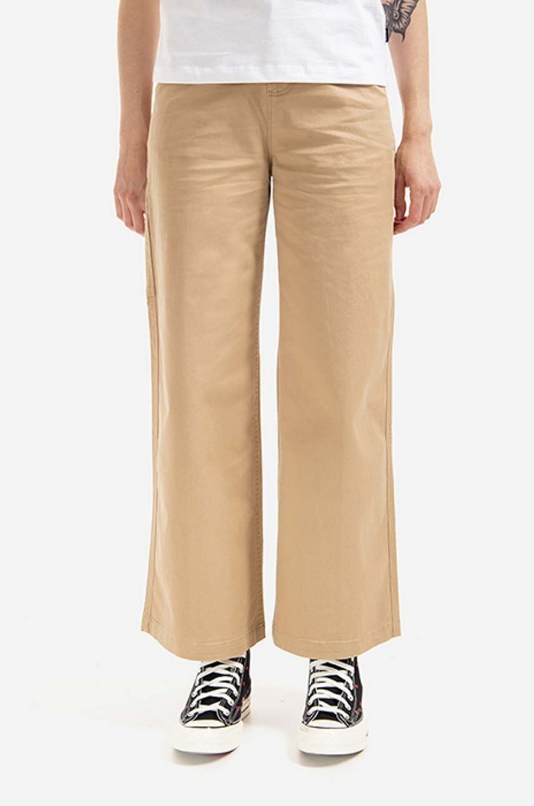 Converse spodnie Wide Leg Carpenter damskie kolor brązowy szerokie high waist 10022968.A02-BROWN