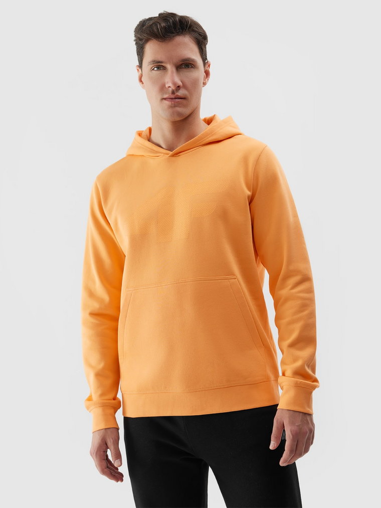 Bluza dresowa nierozpinana z kapturem męska - pomarańczowa