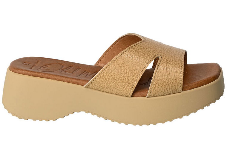 Klapki Oh My Sandals 5194 Dolux Beige Beżowe Skórzane