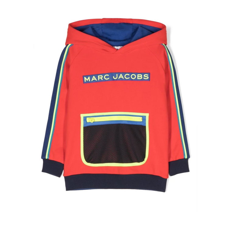 Czerwone swetry z nadrukiem logo i detalami z siatki Marc Jacobs