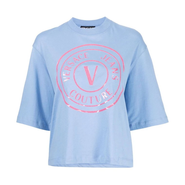 Niebieskie Koszulki z Grafiką i Pola Versace Jeans Couture
