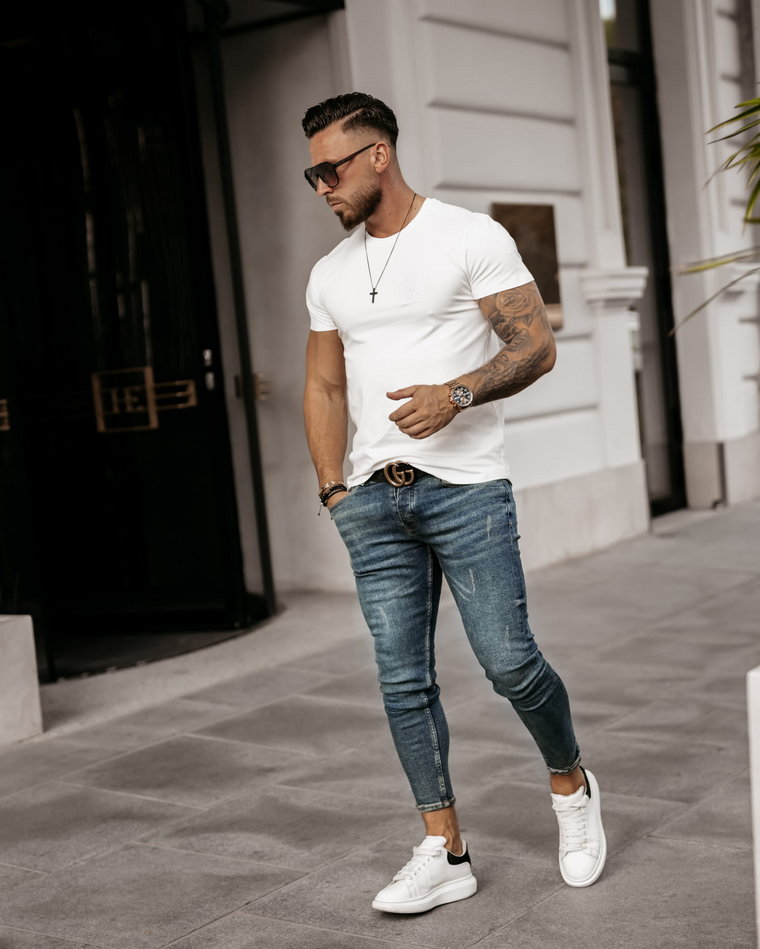 Spodnie jeansowe męskie OLAVOGA ROJO 2023 niebieskie