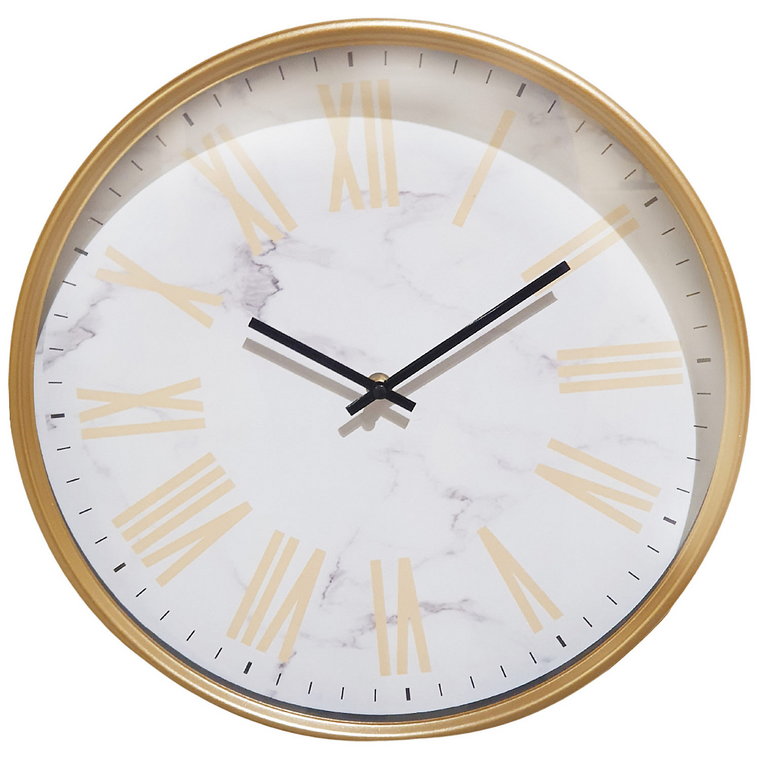 Zegar ścienny, 37 cm, w złotej ramie, marmurowy wzór