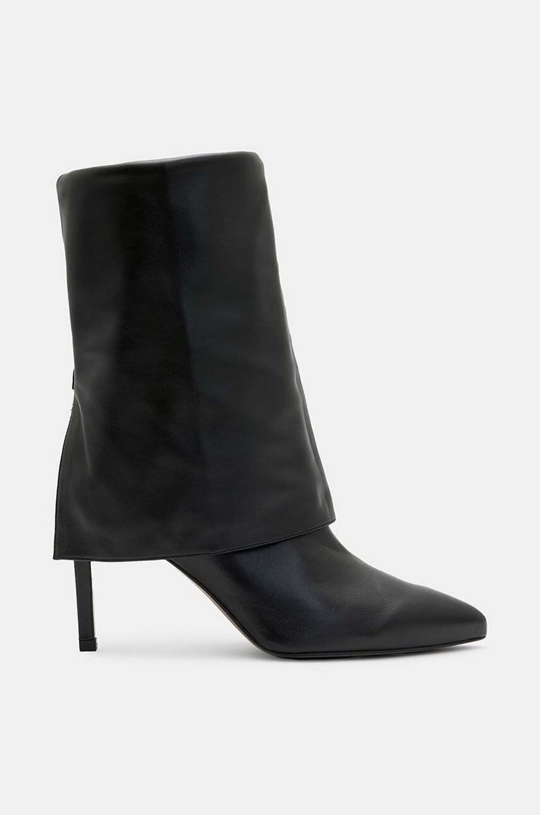 AllSaints kozaki skórzane Odyssey Boot damskie kolor czarny na szpilce W101FB