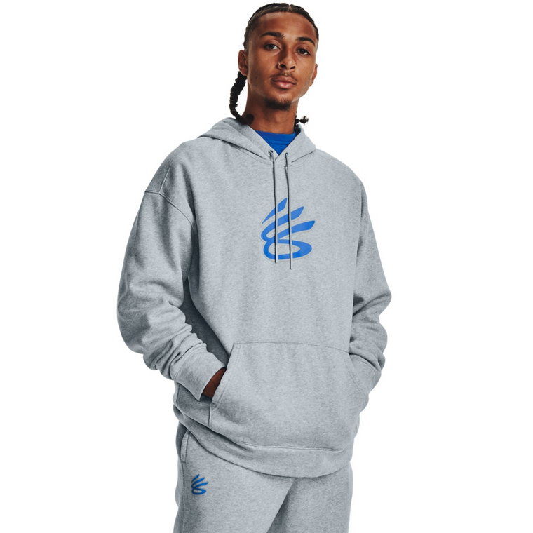 Męska bluza dresowa nierozpinana z kapturem Under Armour Curry Big Splash - szara