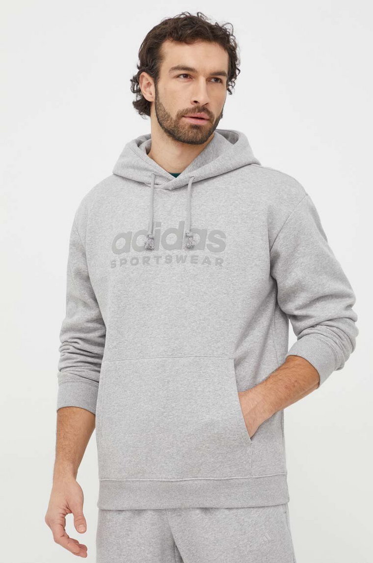 adidas bluza męska kolor szary z kapturem z nadrukiem IW1205