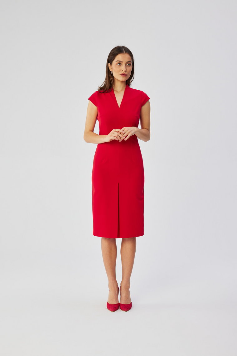 Elegancka sukienka ołówkowa midi czerwona