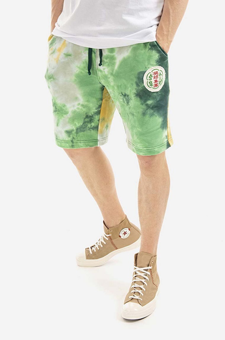 CLOT szorty bawełniane Badge Shorts kolor zielony CLSRS50016.GREEN-GREEN