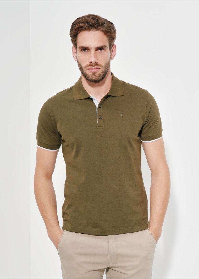 Koszulka polo męska w kolorze khaki