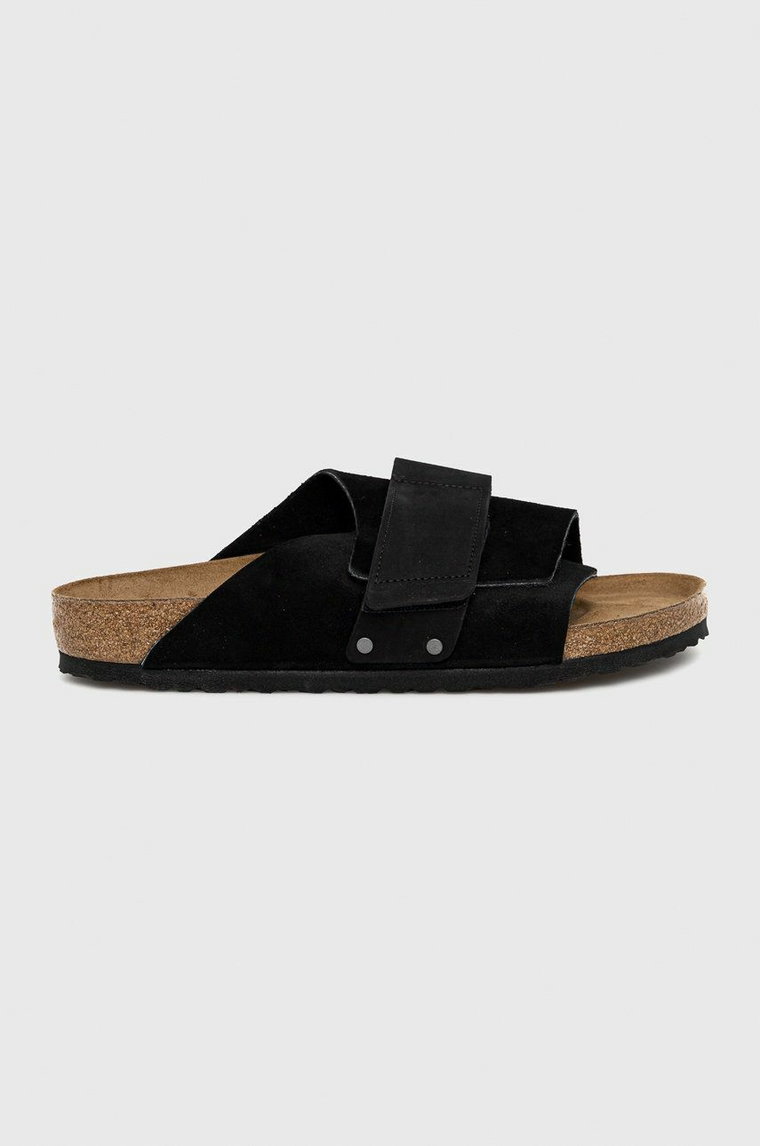 Birkenstock klapki zamszowe Kyoto męskie kolor czarny 1022350