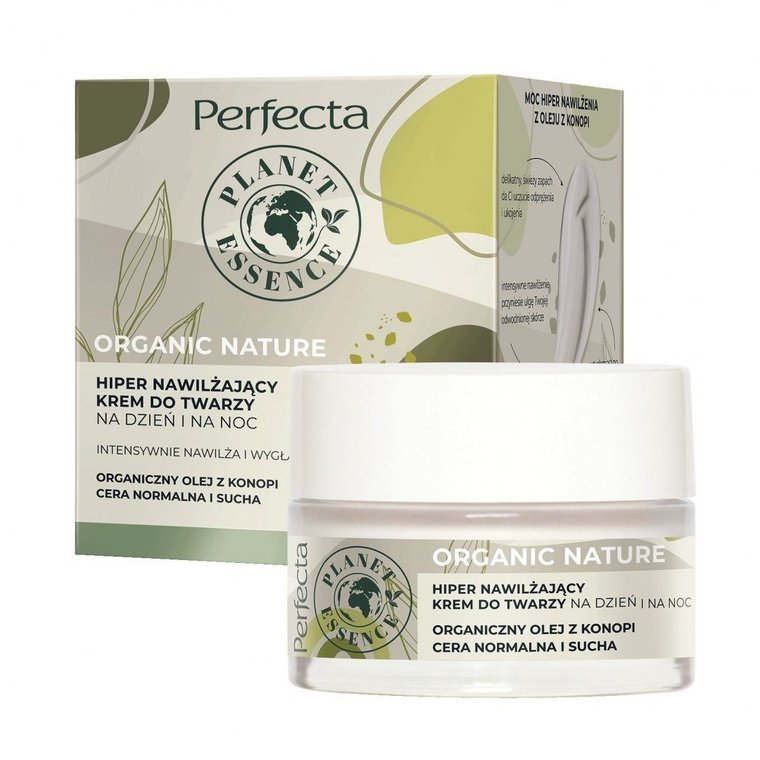 Perfecta Organic Nature Hiper Nawilżający Krem na dzień i na noc - Organiczny Olej z Konopi 50ml