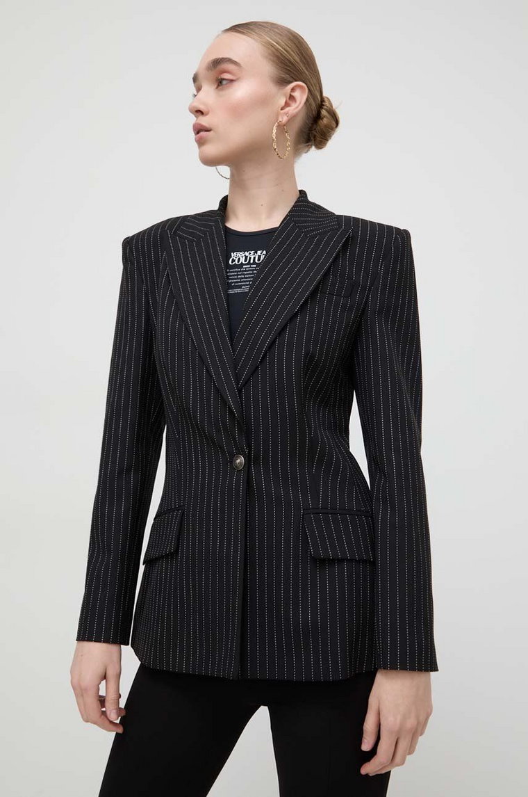 Versace Jeans Couture marynarka kolor czarny jednorzędowa wzorzysta 76HAQ702 N0335