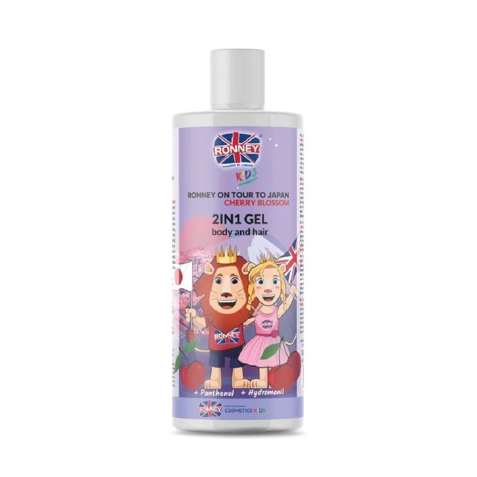 Ronney Kids On Tour To Japan 2in1 Gel Body And Hair delikatny żel do mycia ciała i włosów dla dzieci Wiśnia 300ml