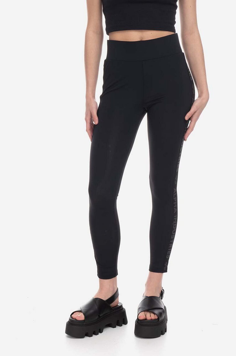 Alpha Industries legginsy AI Stripe Leggings damskie kolor czarny gładkie 106057.03-CZARNY