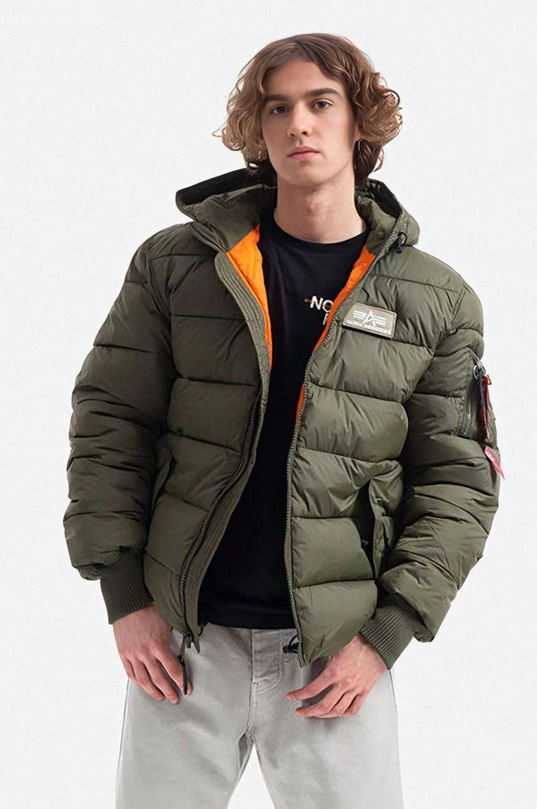 Alpha Industries kurtka Hooded Puffer Alpha FD męska kolor zielony zimowa 118113.257