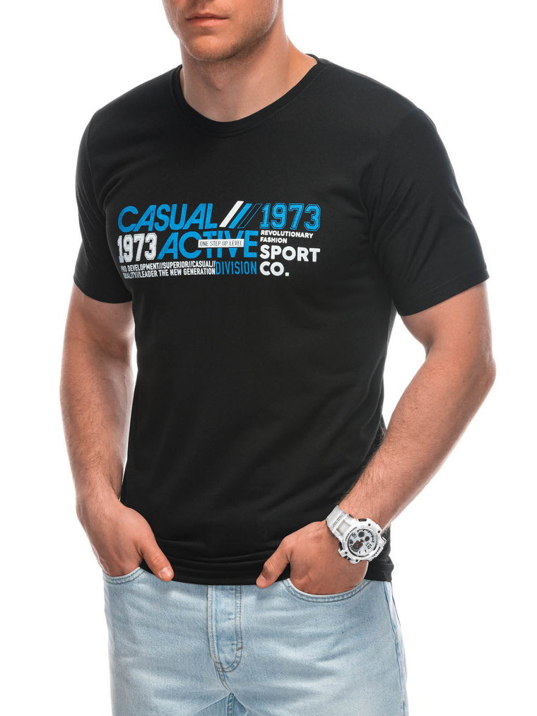 T-shirt męski z nadrukiem S1962 - czarny