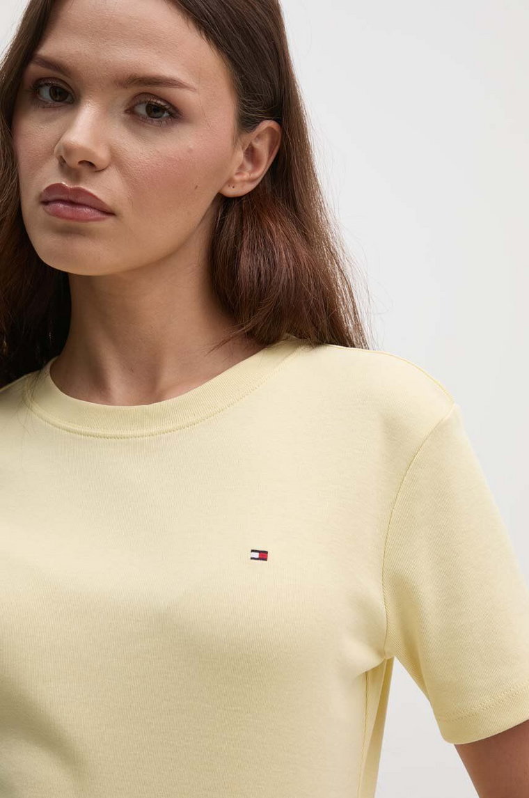 Tommy Hilfiger t-shirt bawełniany damski kolor żółty WW0WW40587