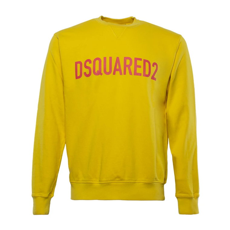 Żółty Sweter z Nadrukiem Logo Dsquared2