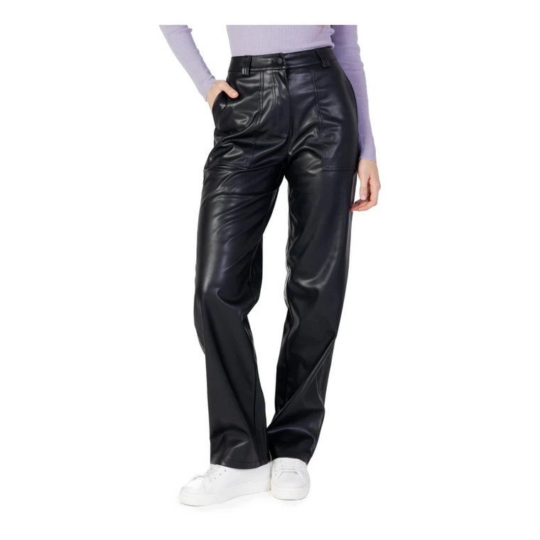 Czarne spodnie z zamkiem i guzikiem Calvin Klein Jeans