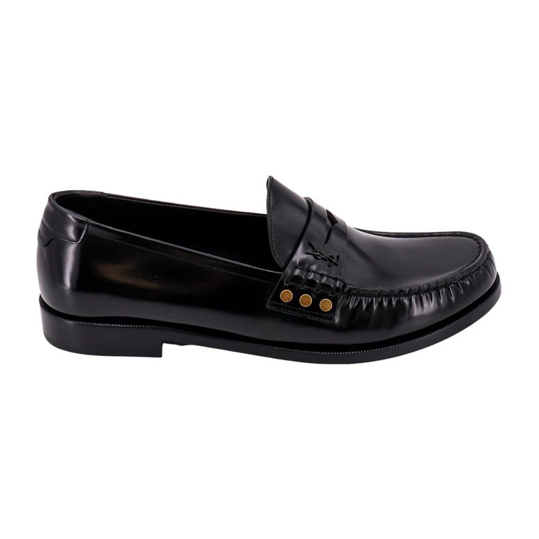 Czarne Skórzane Buty Loafer Saint Laurent