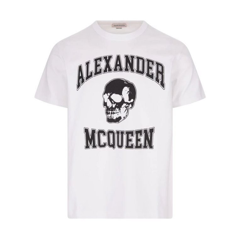 Koszulka z kontrastowym nadrukiem czaszki dla mężczyzn Alexander McQueen