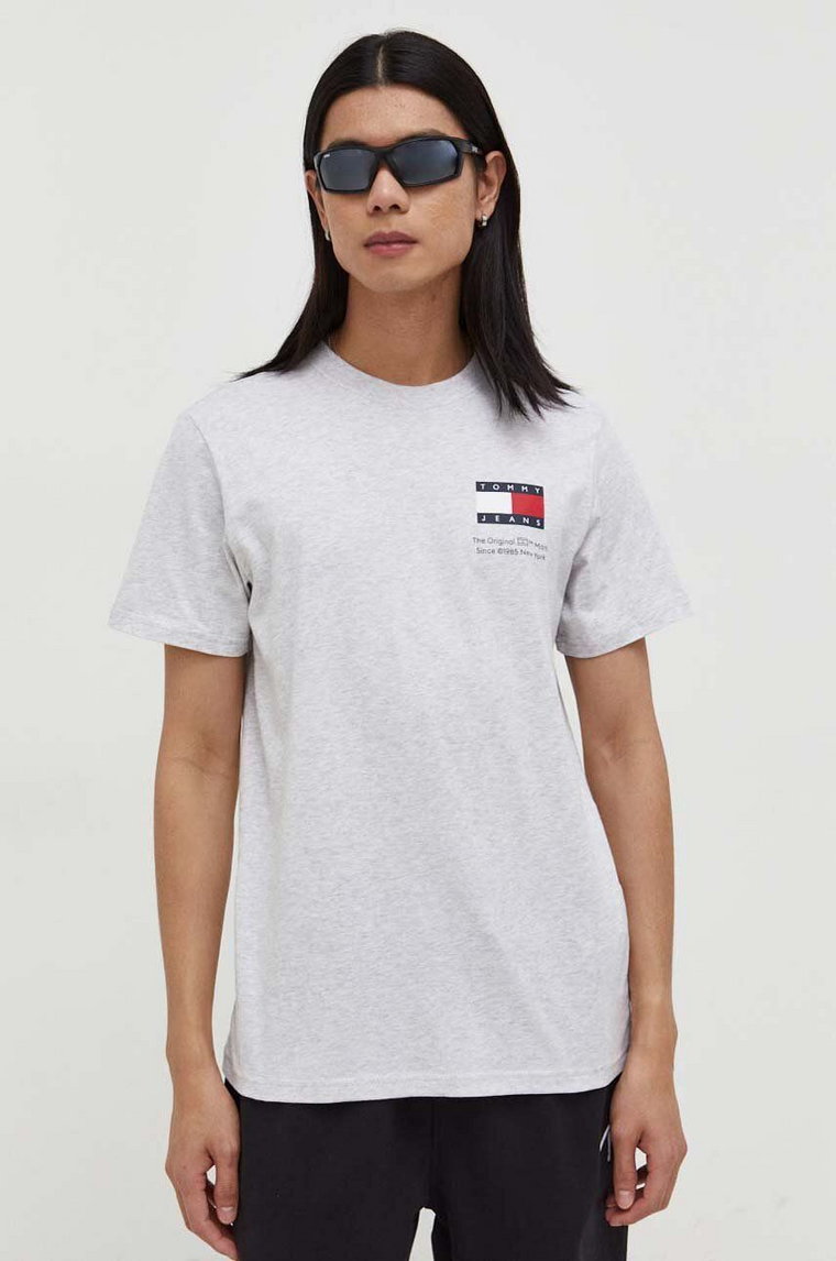 Tommy Jeans t-shirt bawełniany męski kolor beżowy z nadrukiem