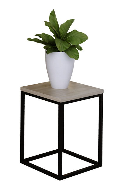 Metalowy stojak na kwiaty w stylu loft czarny + dąb sonoma - Omono 4X