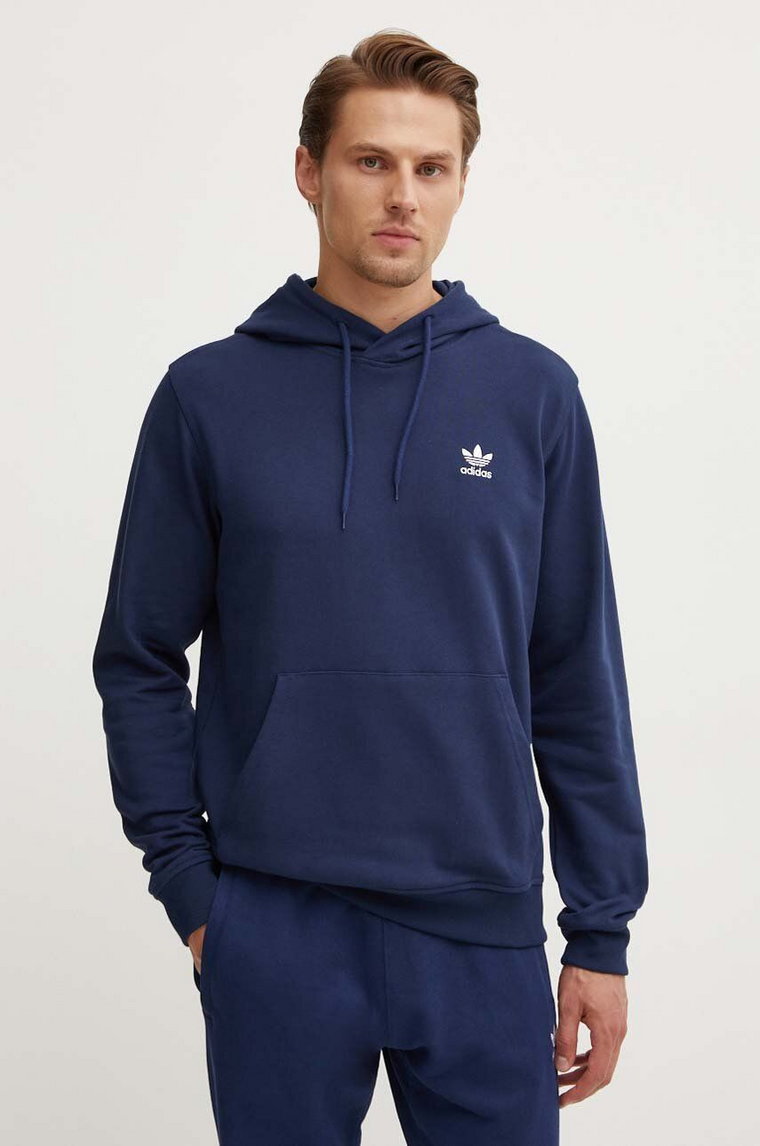 adidas Originals bluza bawełniana męska kolor granatowy z kapturem z aplikacją IX7668