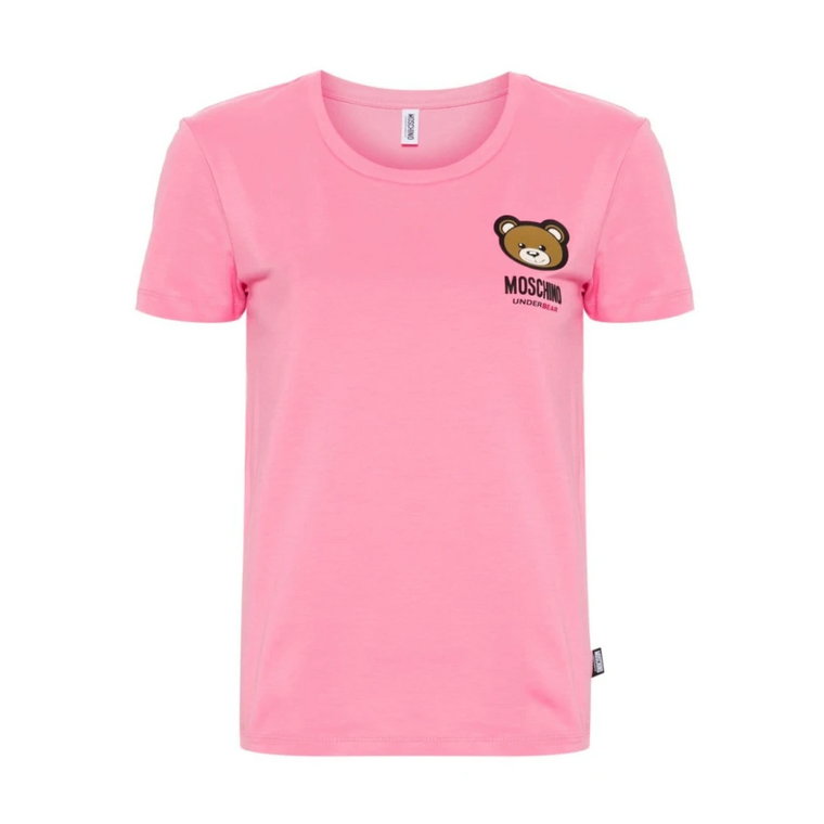 Różowe T-shirty i Pola z logo Teddy Bear Moschino