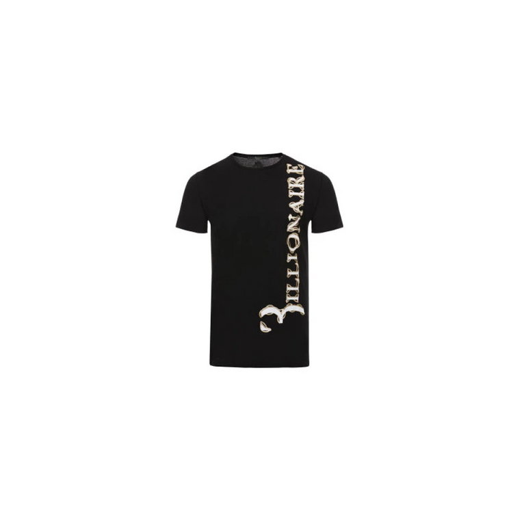 Czarna Bawełna Z Nadrukiem Logo T-shirt Billionaire