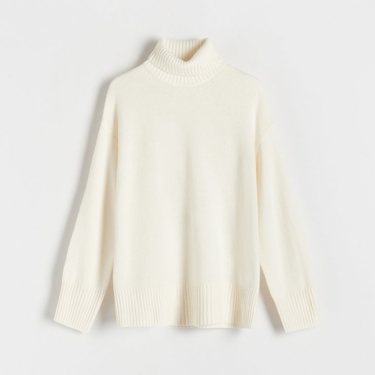 Reserved - Sweter z wełną - złamana biel