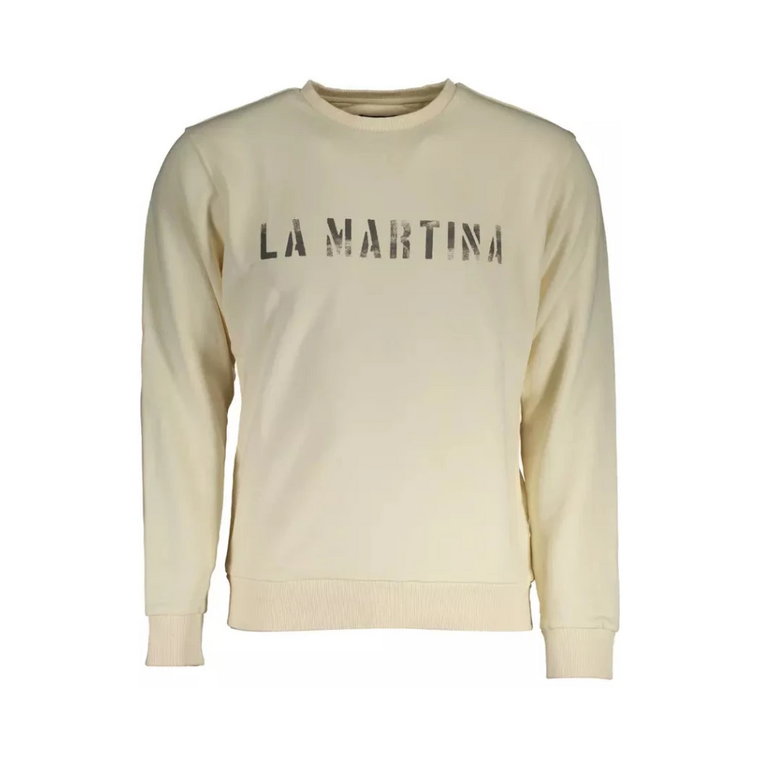 Biała Bawełniana Bluza z Nadrukiem Logo La Martina