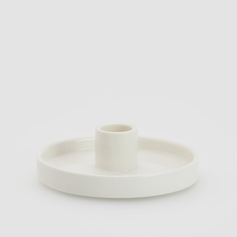 Reserved - Ceramiczny świecznik - biały