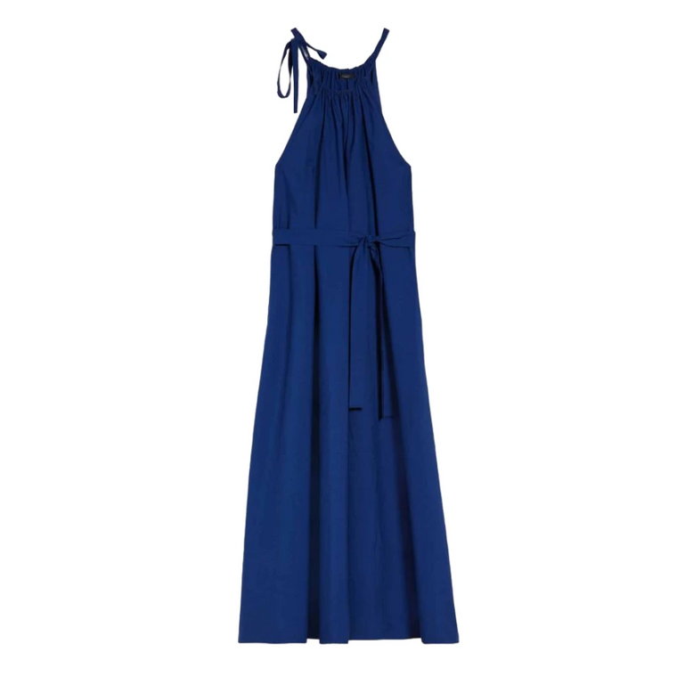 Niebieska Sukienka Bez Rękawów z Zbieranymi Szczegółami Weekend