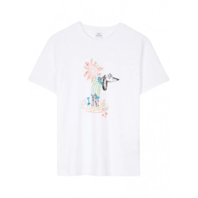 Organiczna Bawełna Beach Dog Print T-shirt Paul Smith