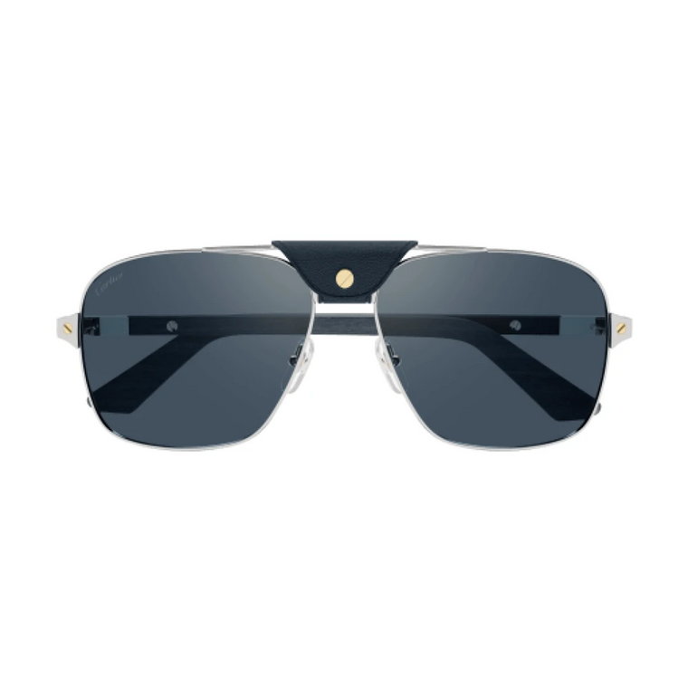 Srebrne Okulary przeciwsłoneczne z oryginalnymi akcesoriami Cartier
