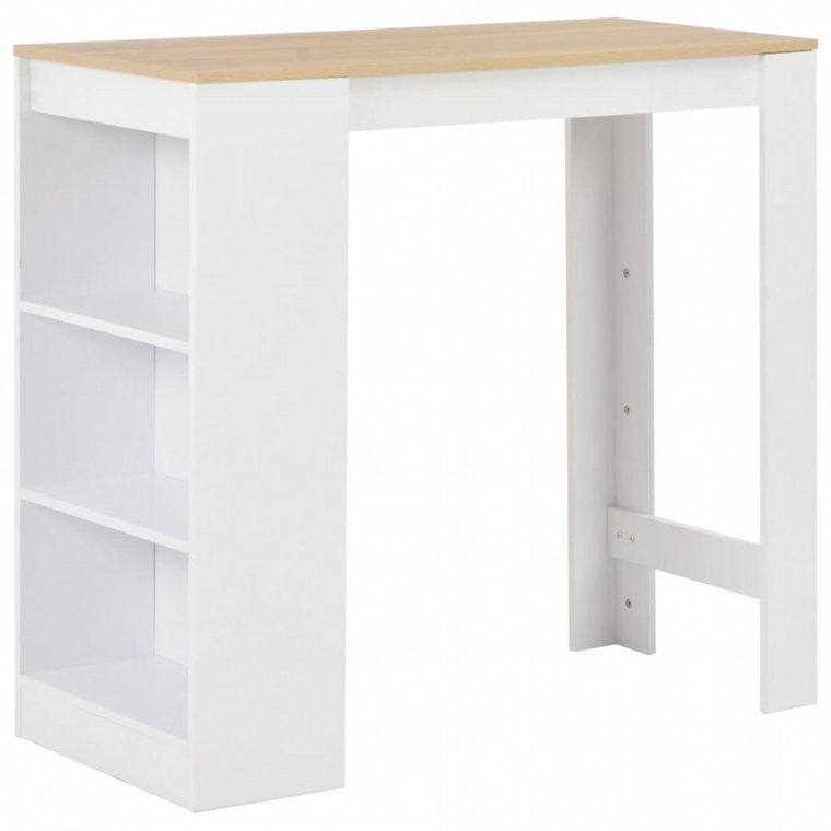 Stolik barowy z półkami, biały, 110 x 50 x 103 cm kod: V-280215