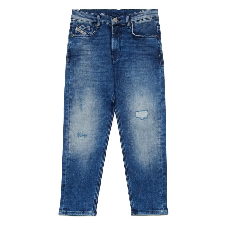 Niebieskie zwężane jeansy z przetarciami - D-Lucas Diesel