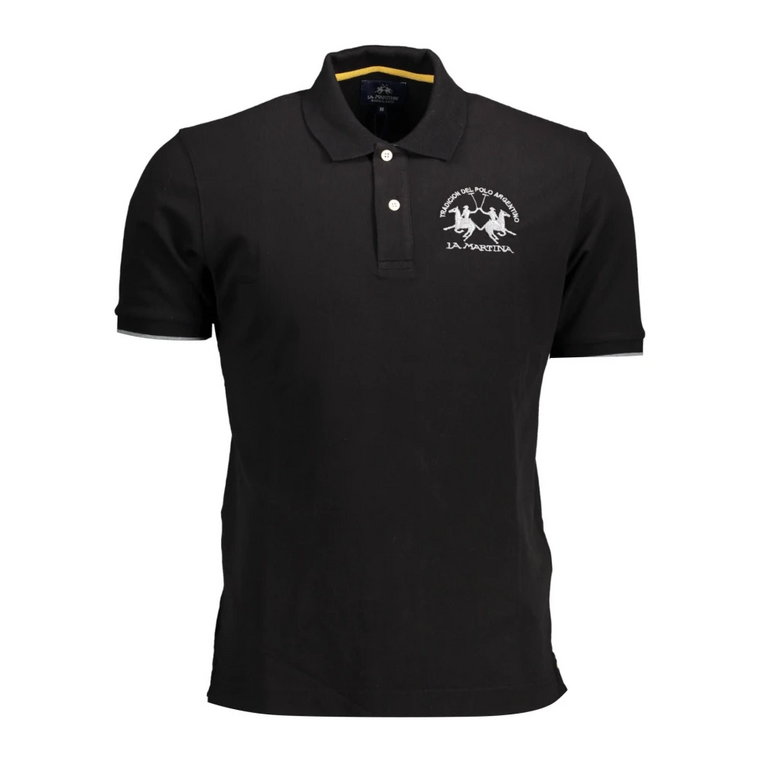 Czarna Bawełniana Koszulka Polo z Haftem La Martina
