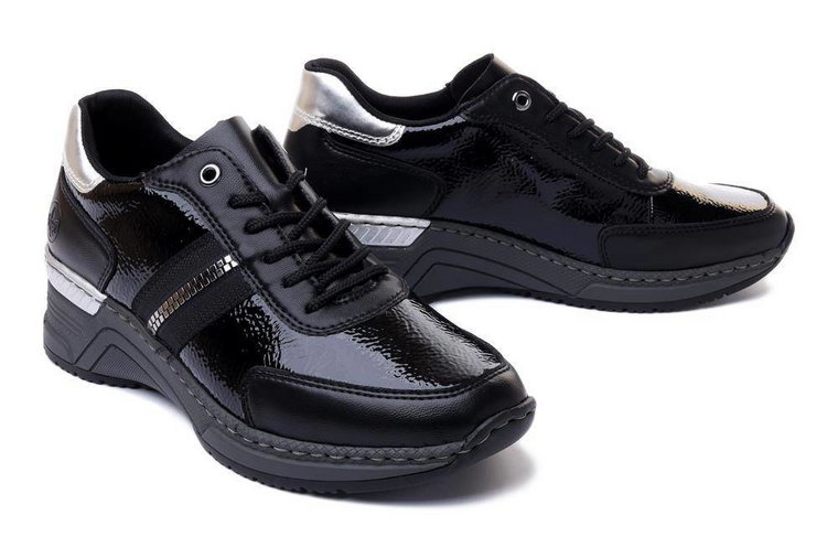 RIEKER SNEAKER N4300-00 black, półbuty damskie